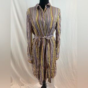 Halogen Multicolor Striped Long Sleeve Dress